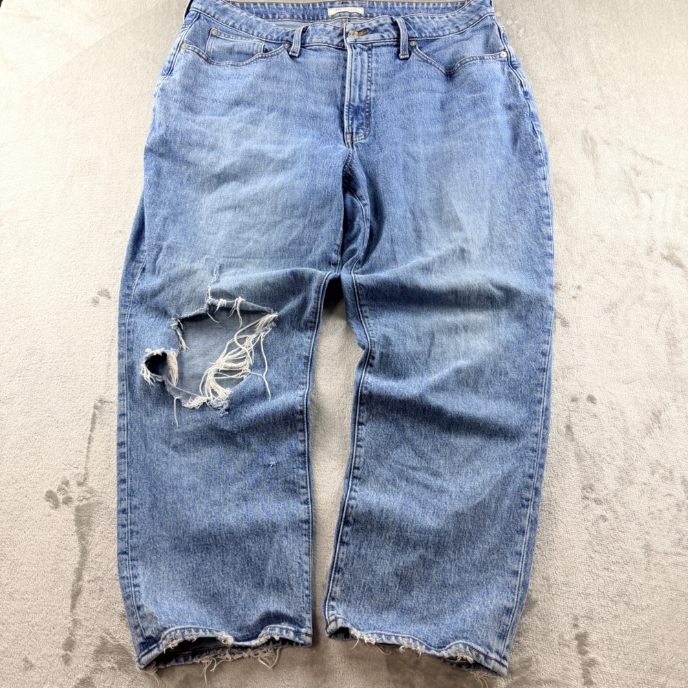 Madewell Curvy Perfect Vintage Straight Jean 18W Light Wash Distressed Blue